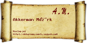 Akkerman Márk névjegykártya